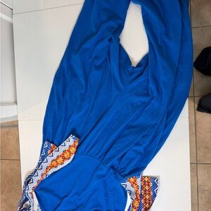 Pitusa  Blue Jumpsuit with Colorful Accents
